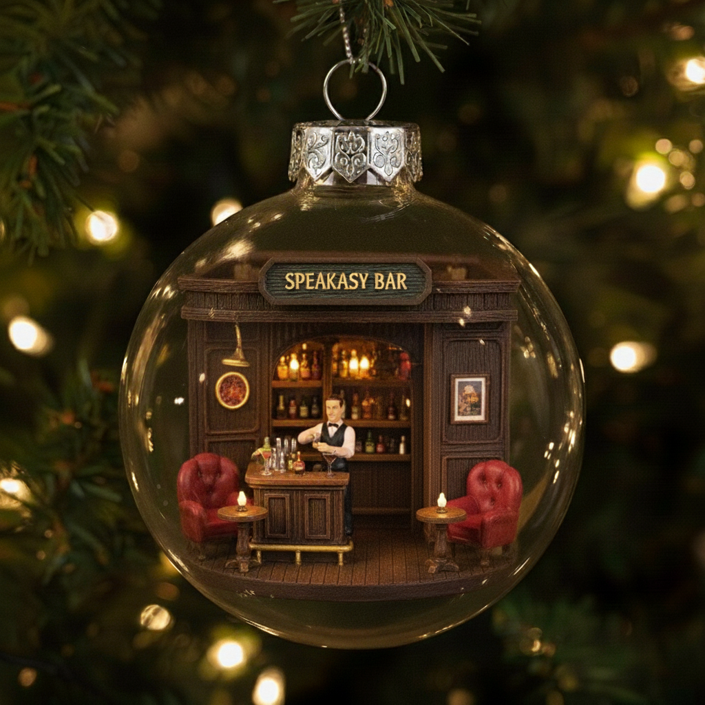 🎄🍻 Vintage Pub Ornaments – Festive Storefronts