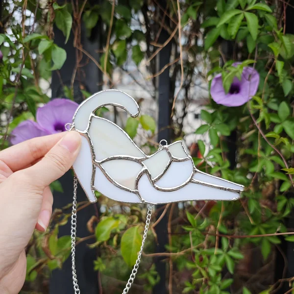 🐱Handcrafted Stained Glass Cat SunCatcher🌈