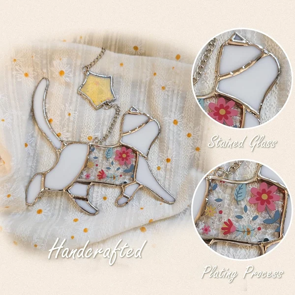 🐱Handcrafted Stained Glass Cat SunCatcher🌈