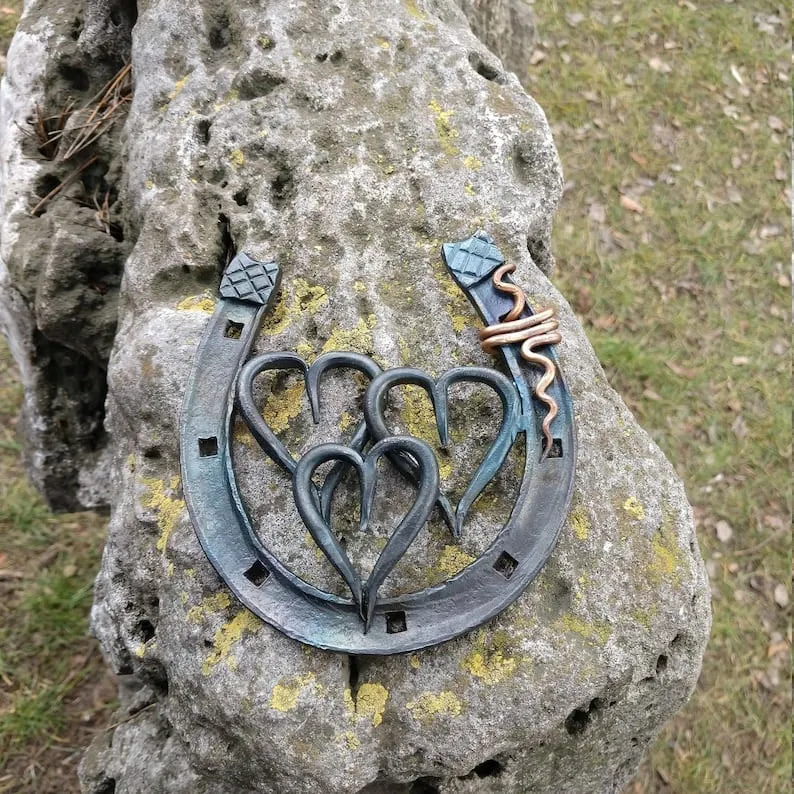Forged handmade horseshoe-iron anniversary gifts