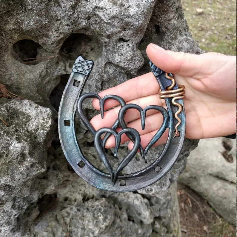 Forged handmade horseshoe-iron anniversary gifts