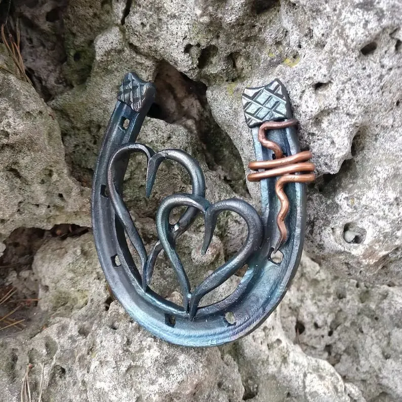 Forged handmade horseshoe-iron anniversary gifts