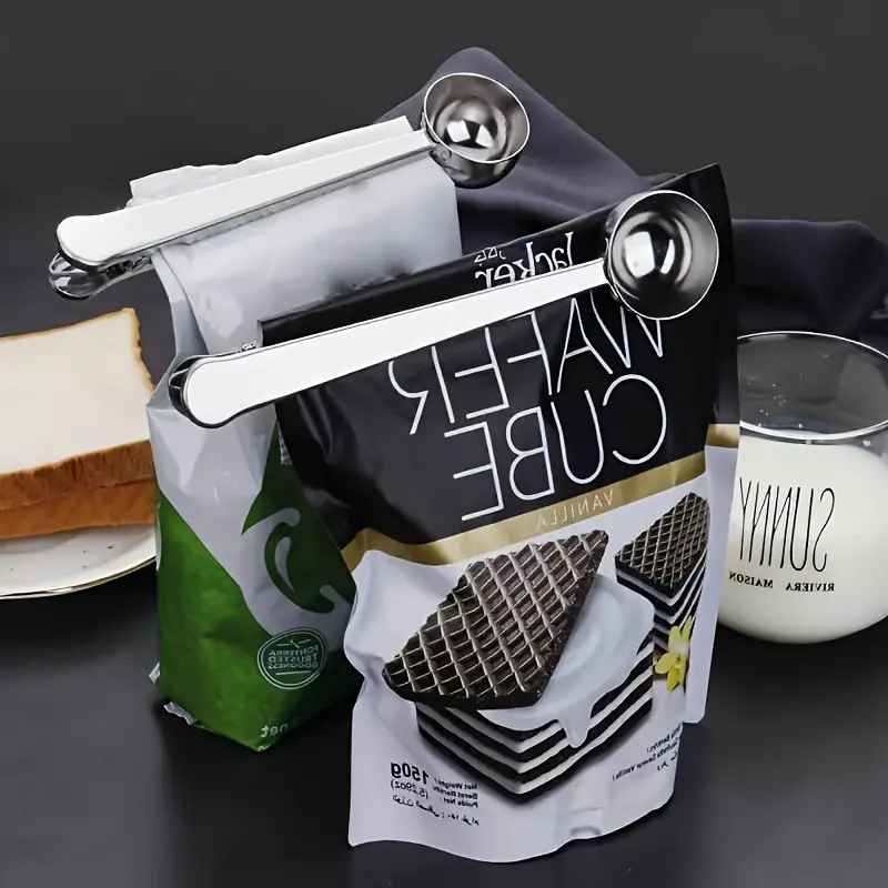 2-in-1 Stainless Steel Measuring Spoon With Sealing Clips