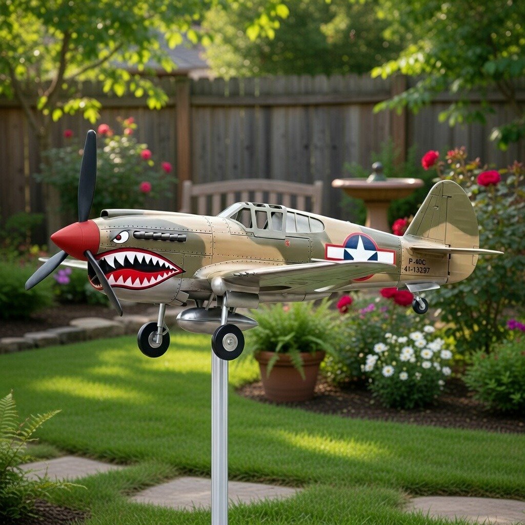 Shark Mouth Warplane Garden Wind Spinner