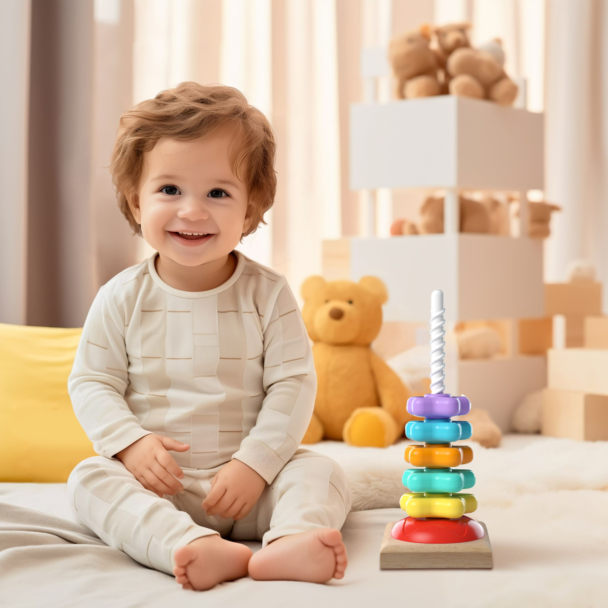 Early Education Spinning Tower - Sensory Toy for Babies