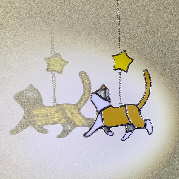 🐱Handcrafted Stained Glass Cat SunCatcher🌈