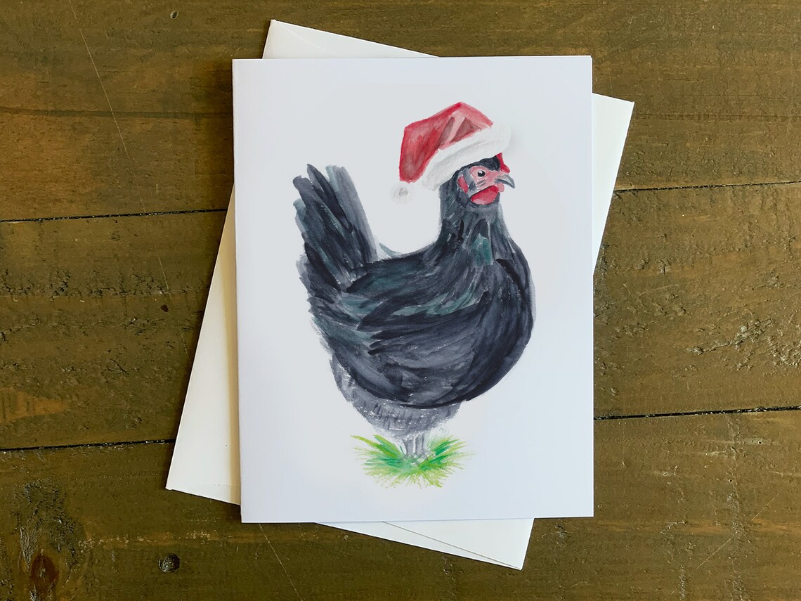 Santa Hat Chicken Christmas Cards