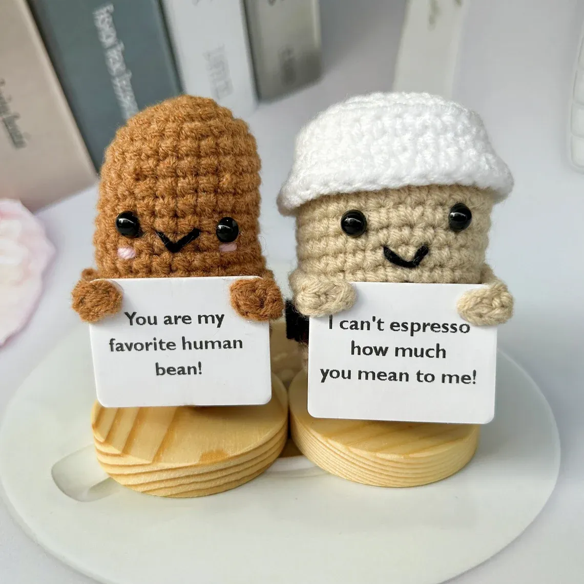 Handmade Crochet Coffee Bean and Coffee Cup