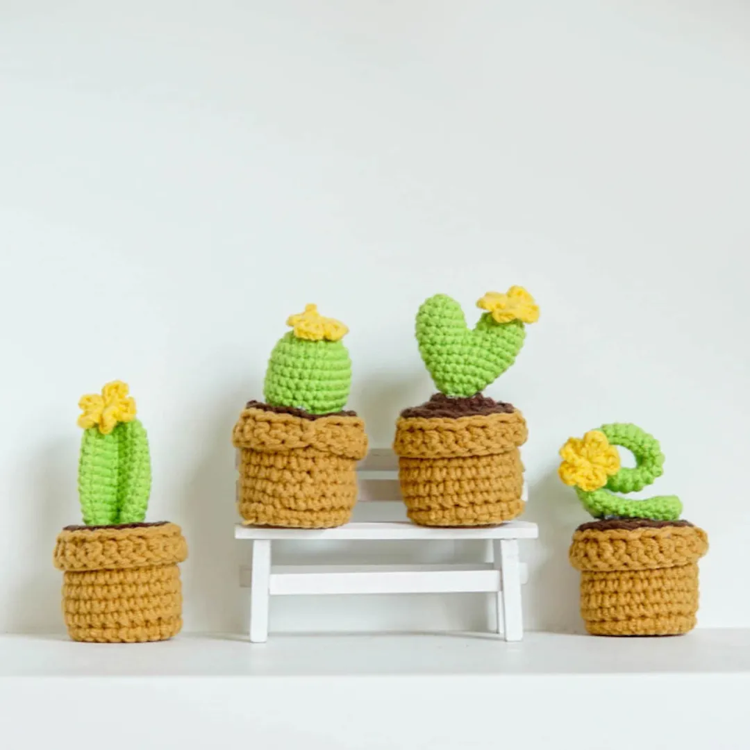 🌼Knitted Love Cactus Pot