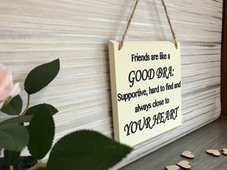 Friends are like a good bra funny friend wall hanging best image 6