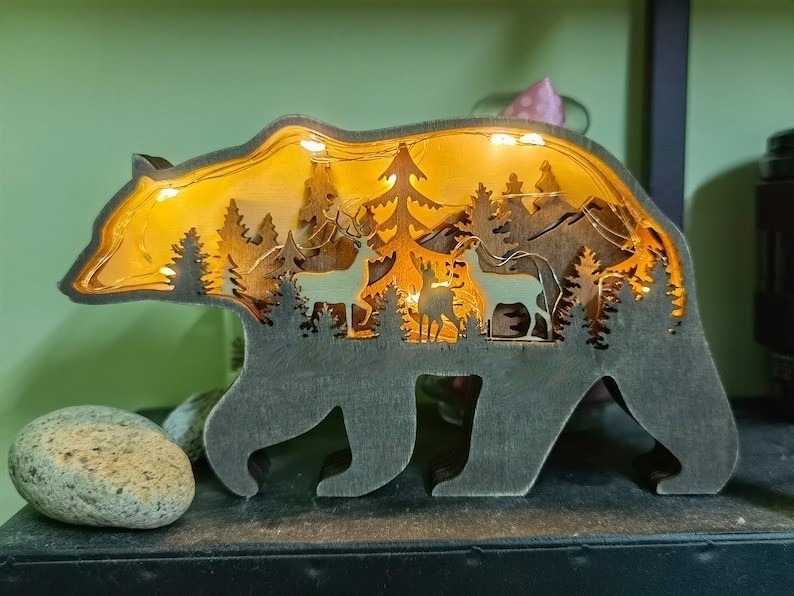 🐻3D Natural Animal Decoration with light