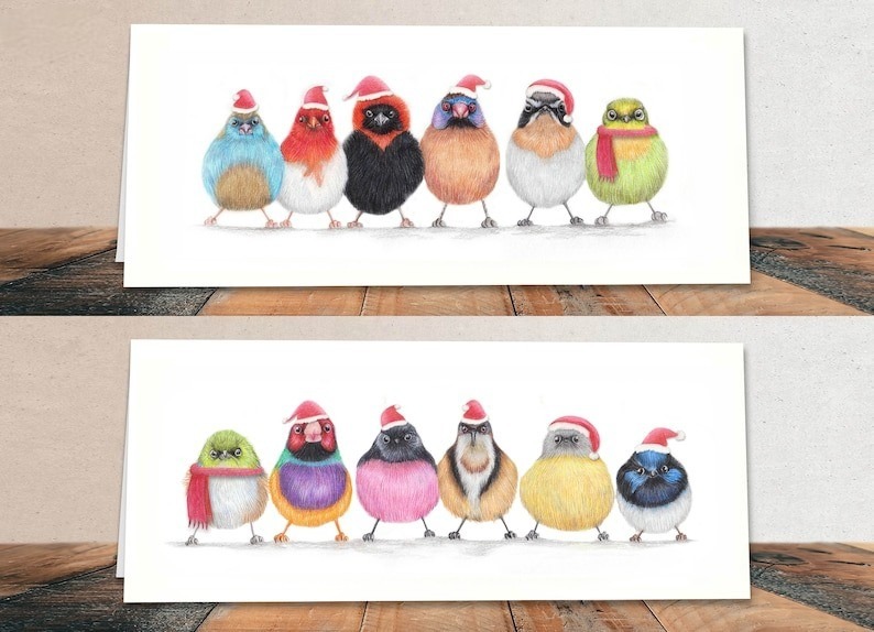Christmas Gift - 🐦12 Cute Little Birdies Cards