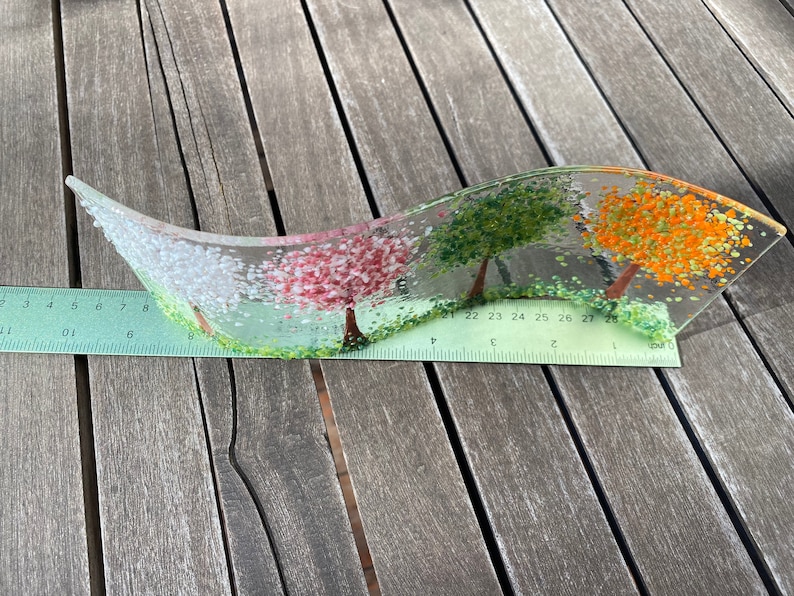 Four Seasons Fused Glass Wavy Panel