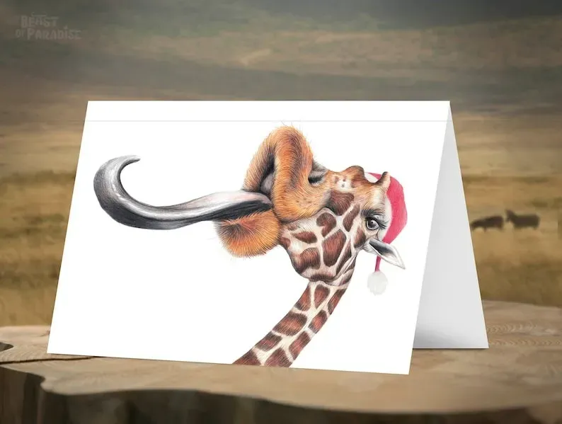 🦌Funny Wildlife Art Christmas Cards