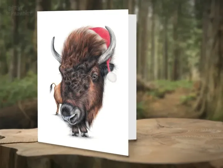🦌Funny Wildlife Art Christmas Cards