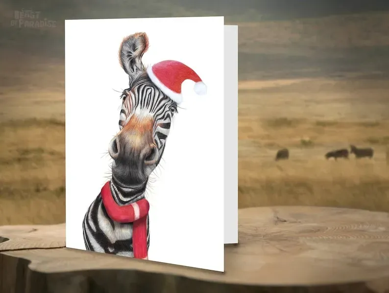 🦌Funny Wildlife Art Christmas Cards