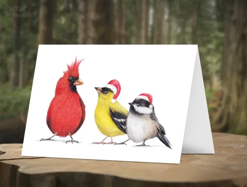 🦌Funny Wildlife Art Christmas Cards