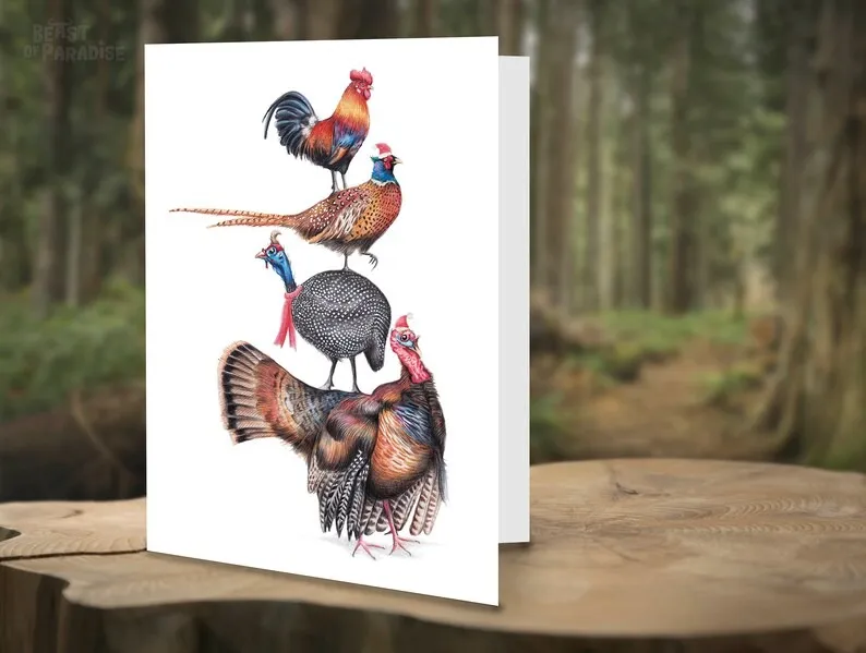 🦌Funny Wildlife Art Christmas Cards