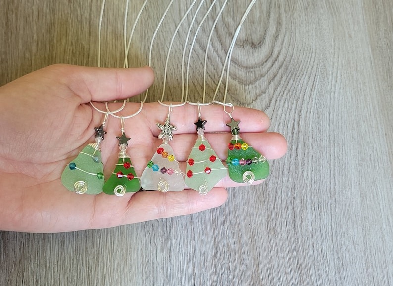 🎄🌊Sea Glass Christmas Tree Pendant