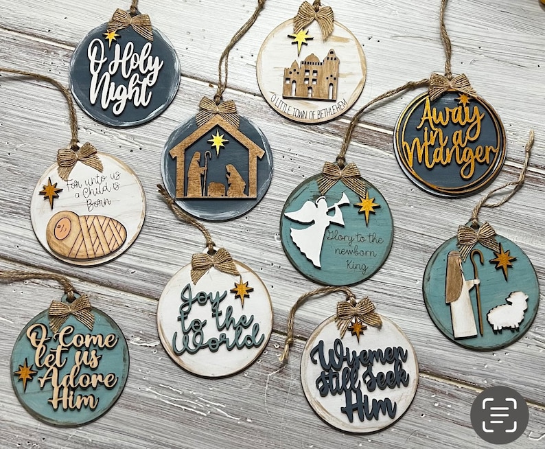 Set of 10 Christmas or Nativity Ornaments Blanks