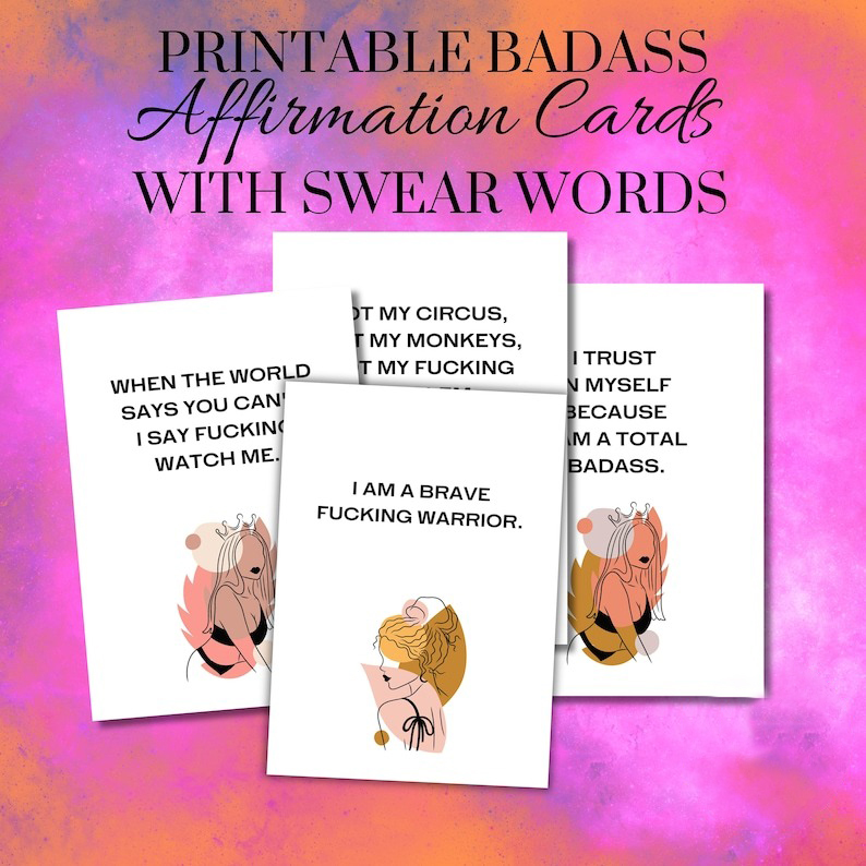 Printable Sweary Affirmation Cards
