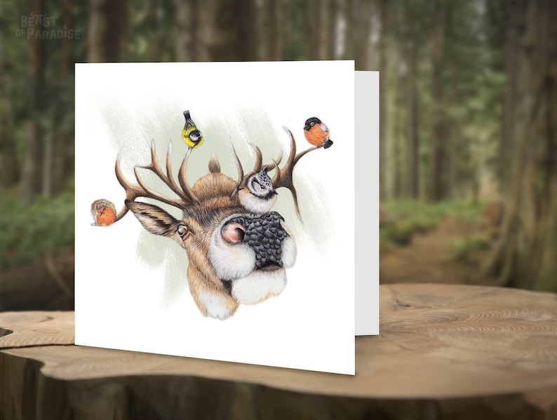 🦌Funny Wildlife Art Christmas Cards