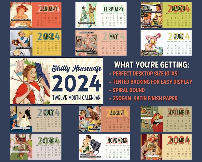 Funny Sassy Vintage Shitty Housewife Calendar