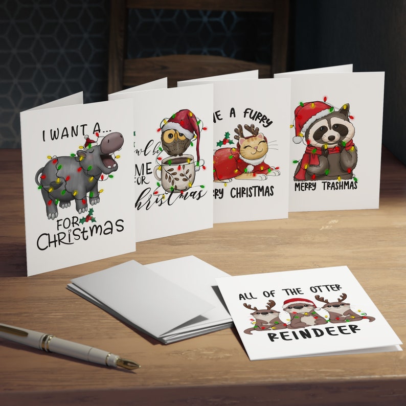 🎅Animal Christmas Cards(Pack of 5 Mixed )🎄