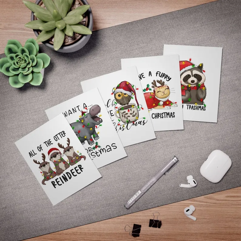 🎅Animal Christmas Cards ( 5 pcs )