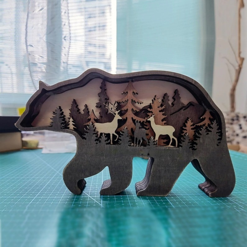 🐻3D Natural Animal Decoration with light