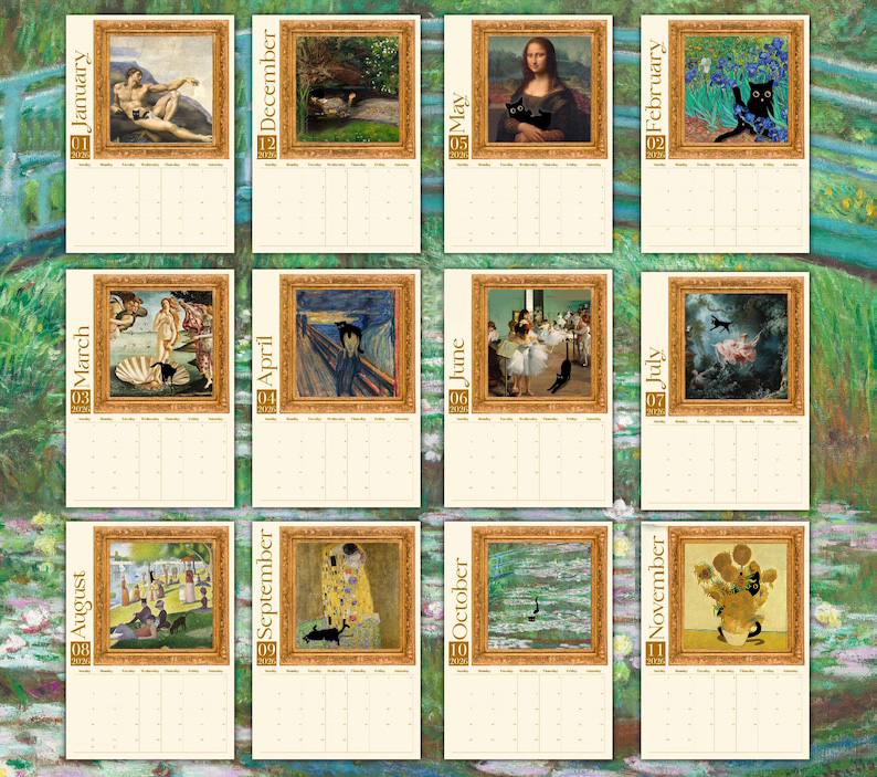 Black Cats in Fine Art Masterpieces Calendar 2026