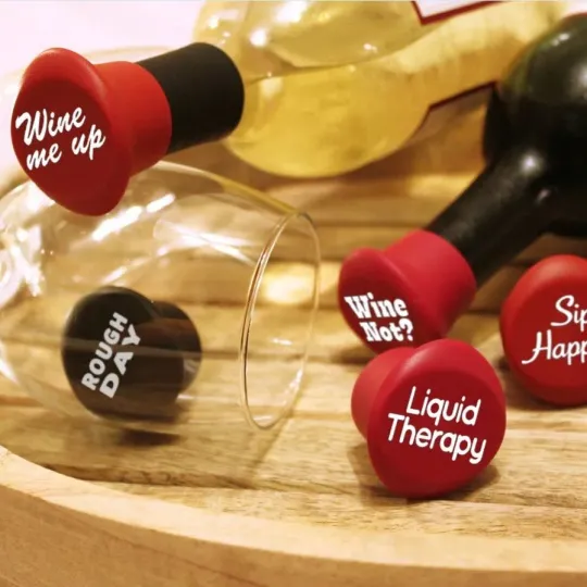 🍇🍷Set of 5 Funny Silicone Wine Bottle Stopper
