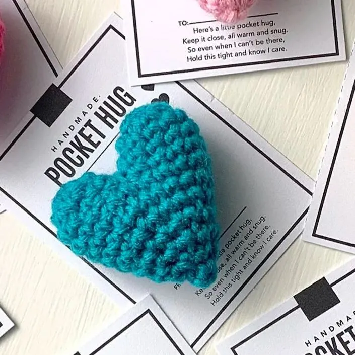 🎁Chritmas Gift-❤️Handmade Crocheted Heart Pocket Hug