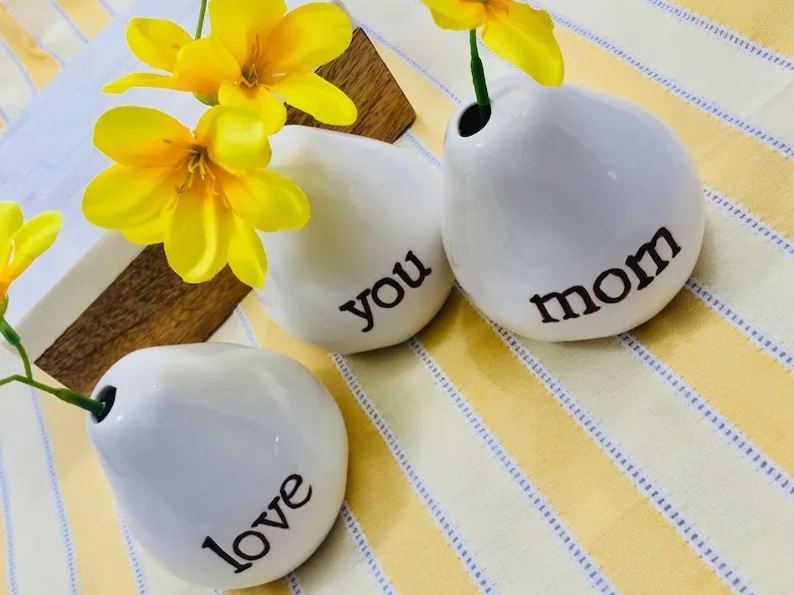 💐Love You Mom Hand Painted Bud Vases
