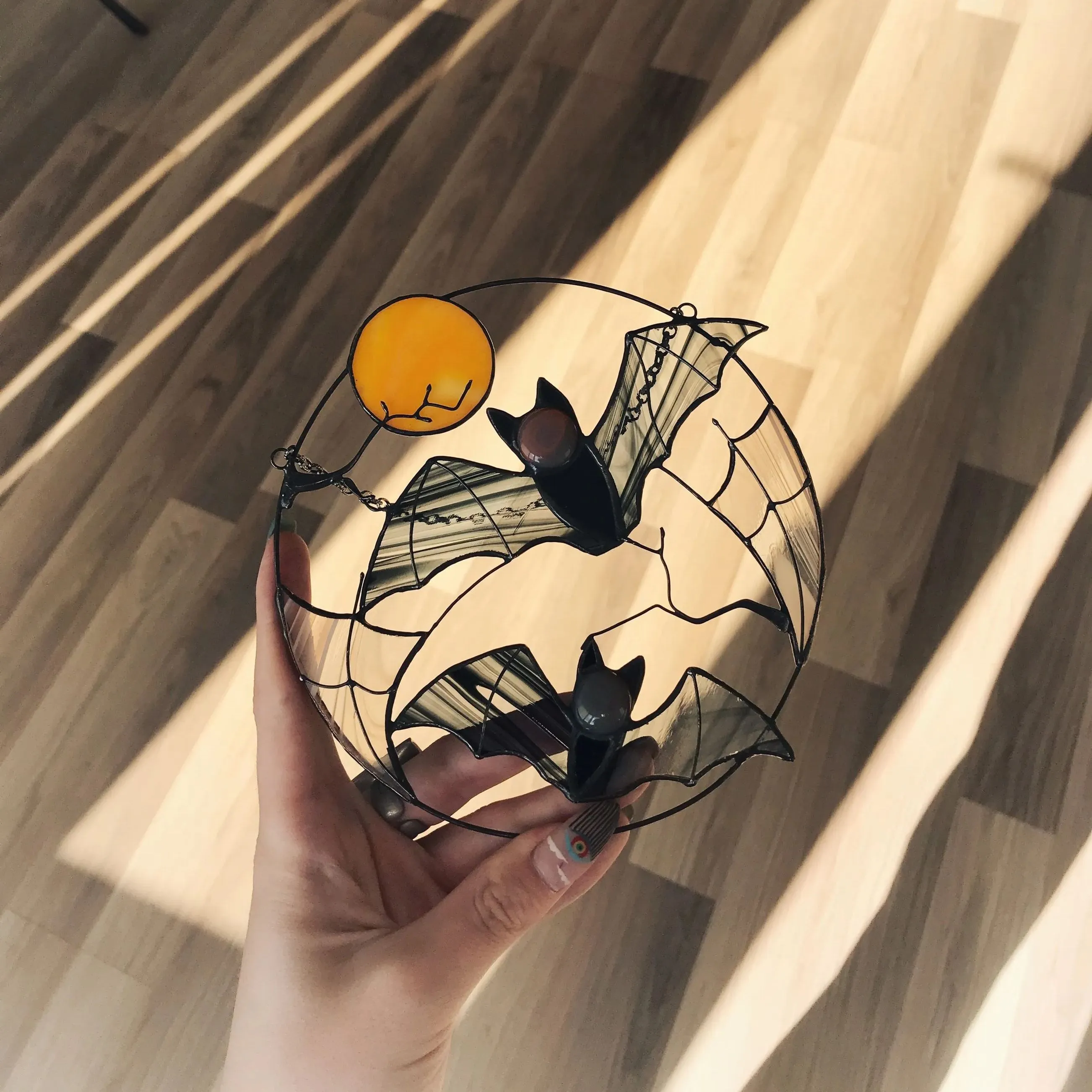 🦇Gothic Bat Moon Suncatcher