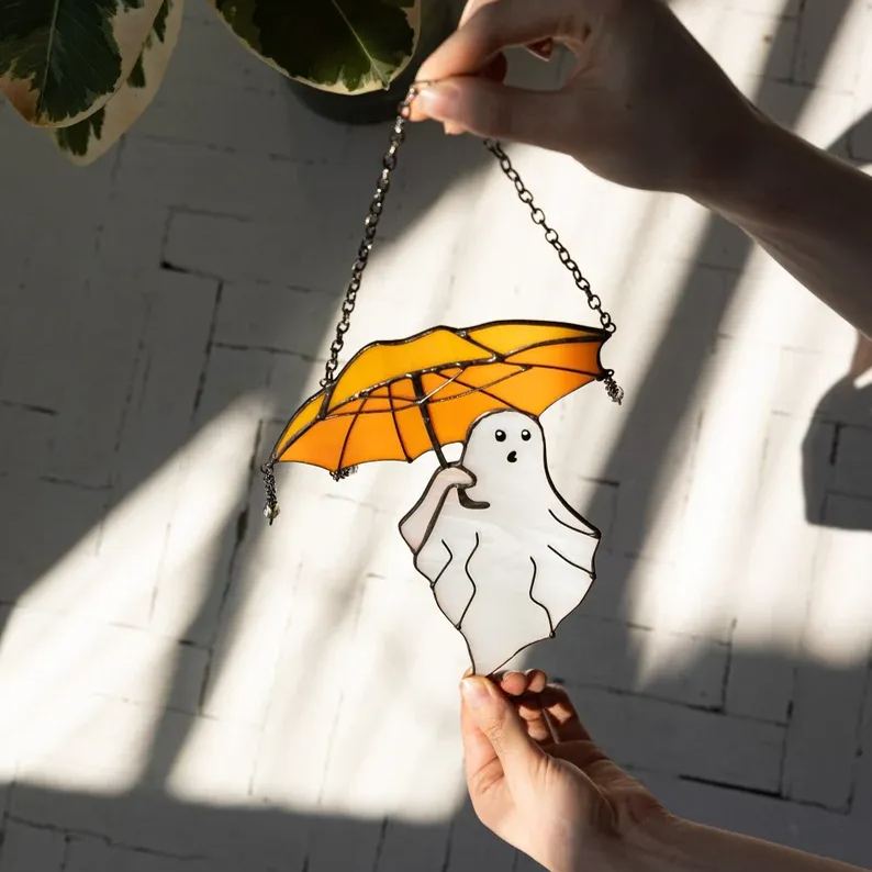 Funny Ghost Stained Glass Suncather