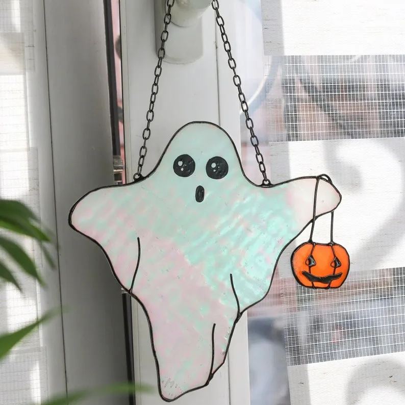 Funny Ghost Stained Glass Suncather
