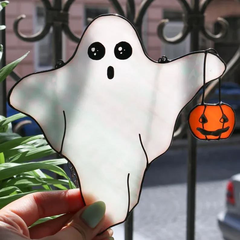 Funny Ghost Stained Glass Suncather
