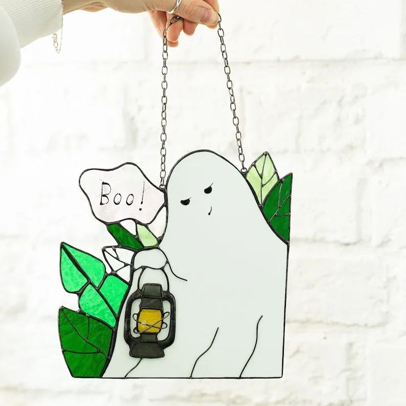 Funny Ghost Stained Glass Suncather