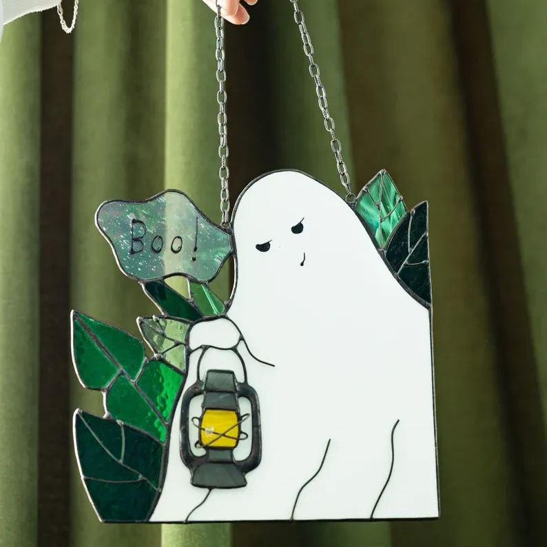 Funny Ghost Stained Glass Suncather