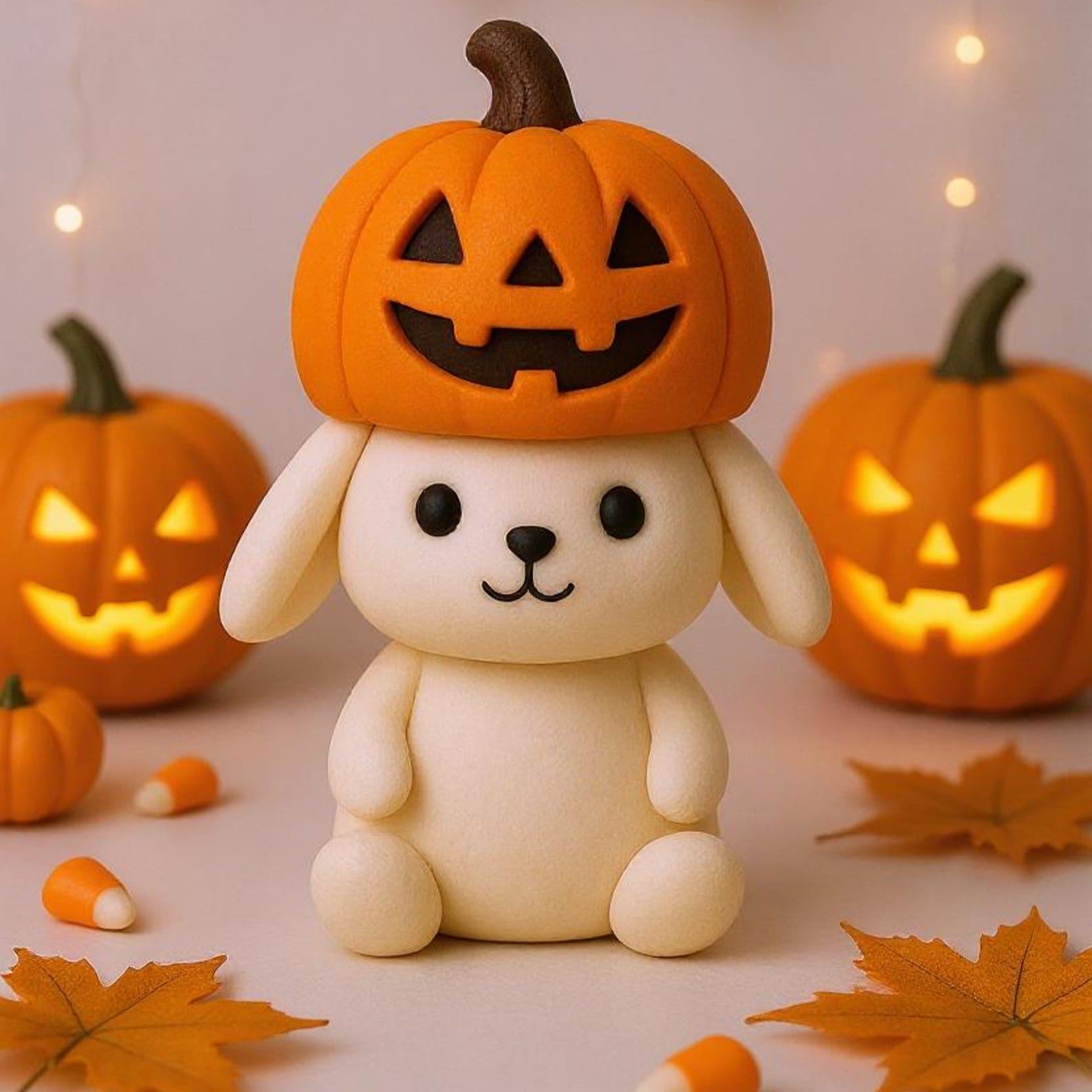 Halloween Pumpkin Bunny Figurine