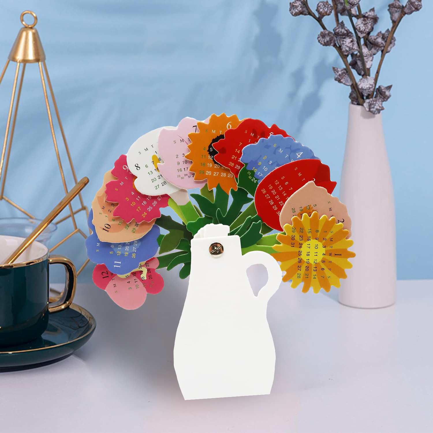 🌹Flower Vase Shape Desktop Calendar