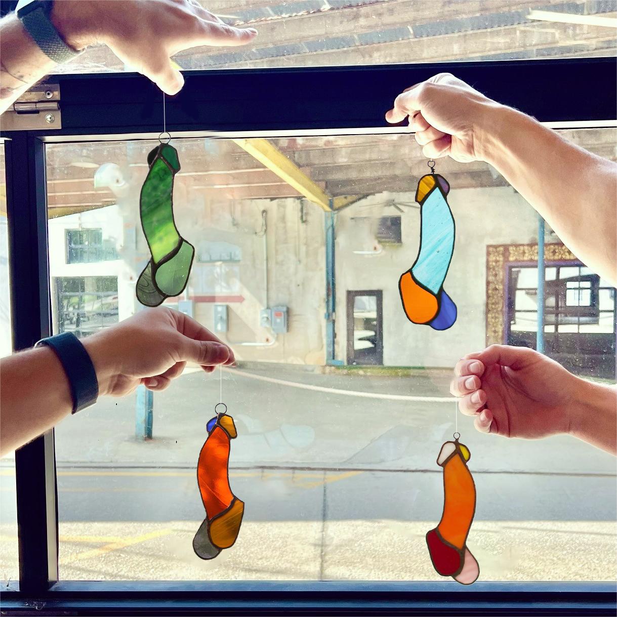 🤪Funny Stained Glass Penis Suncatcher
