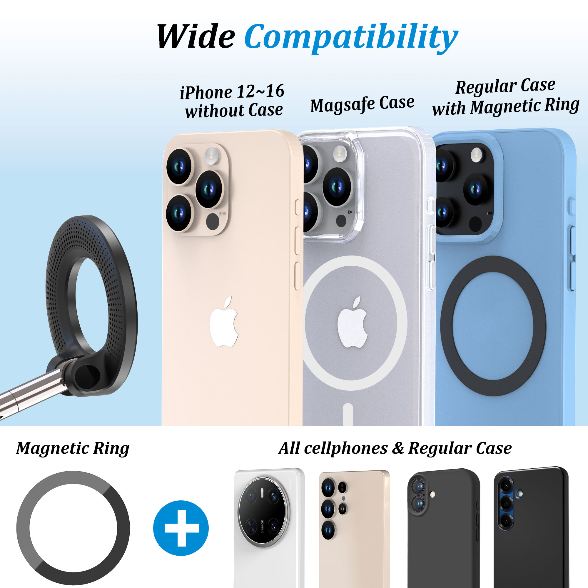 Tesla-Ready Vacuum Suction Car Mount for MagSafe - 360° Adjustable, Foldable, Strong N55 Magnets