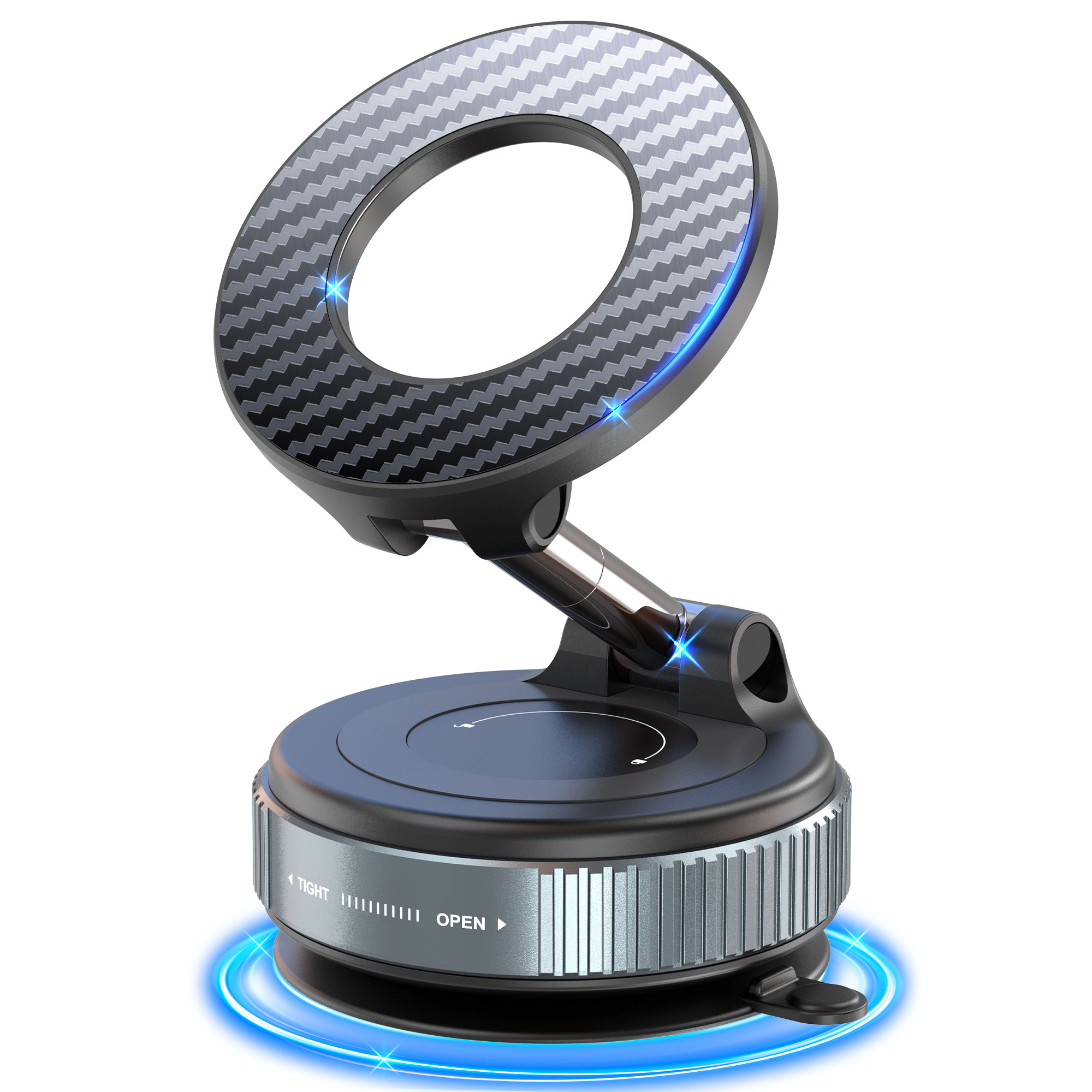 Tesla-Ready Vacuum Suction Car Mount for MagSafe - 360° Adjustable, Foldable, Strong N55 Magnets