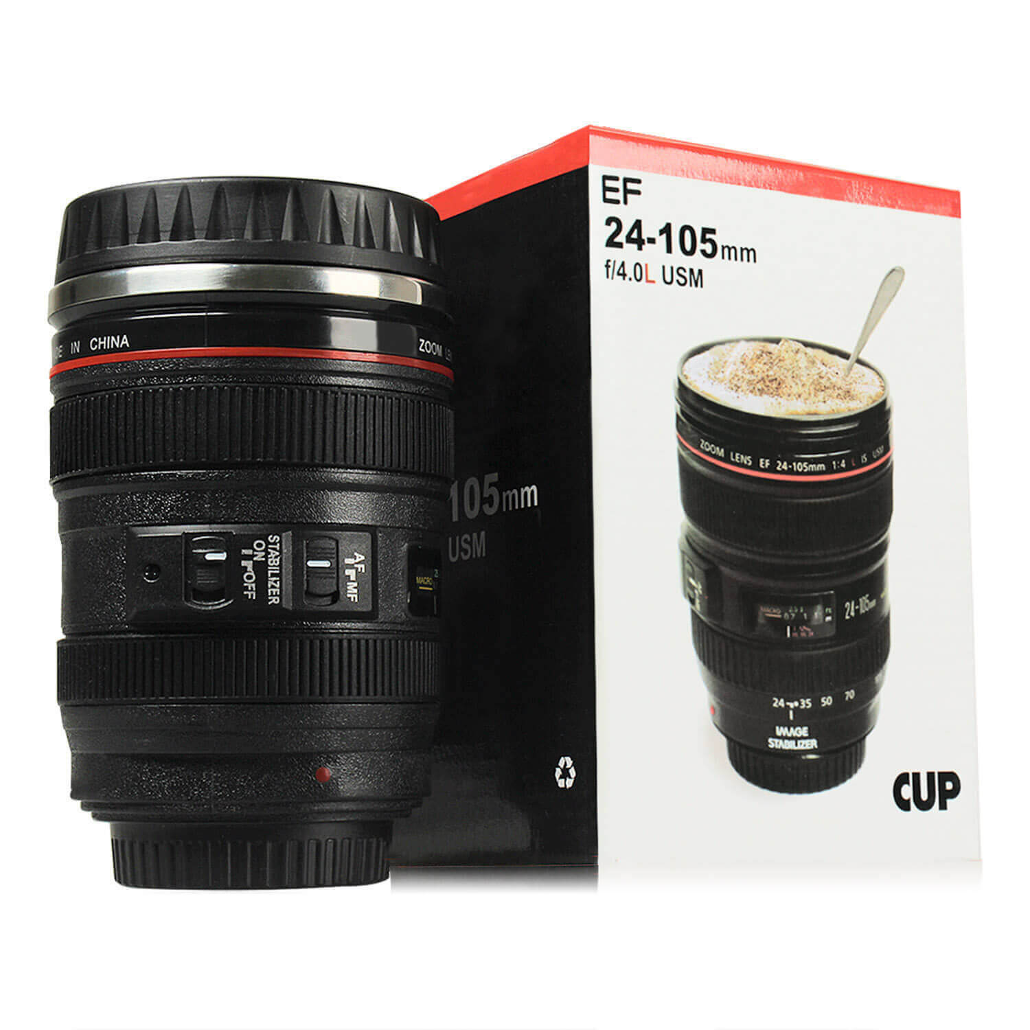 Self Stirring Camera Lens Mug