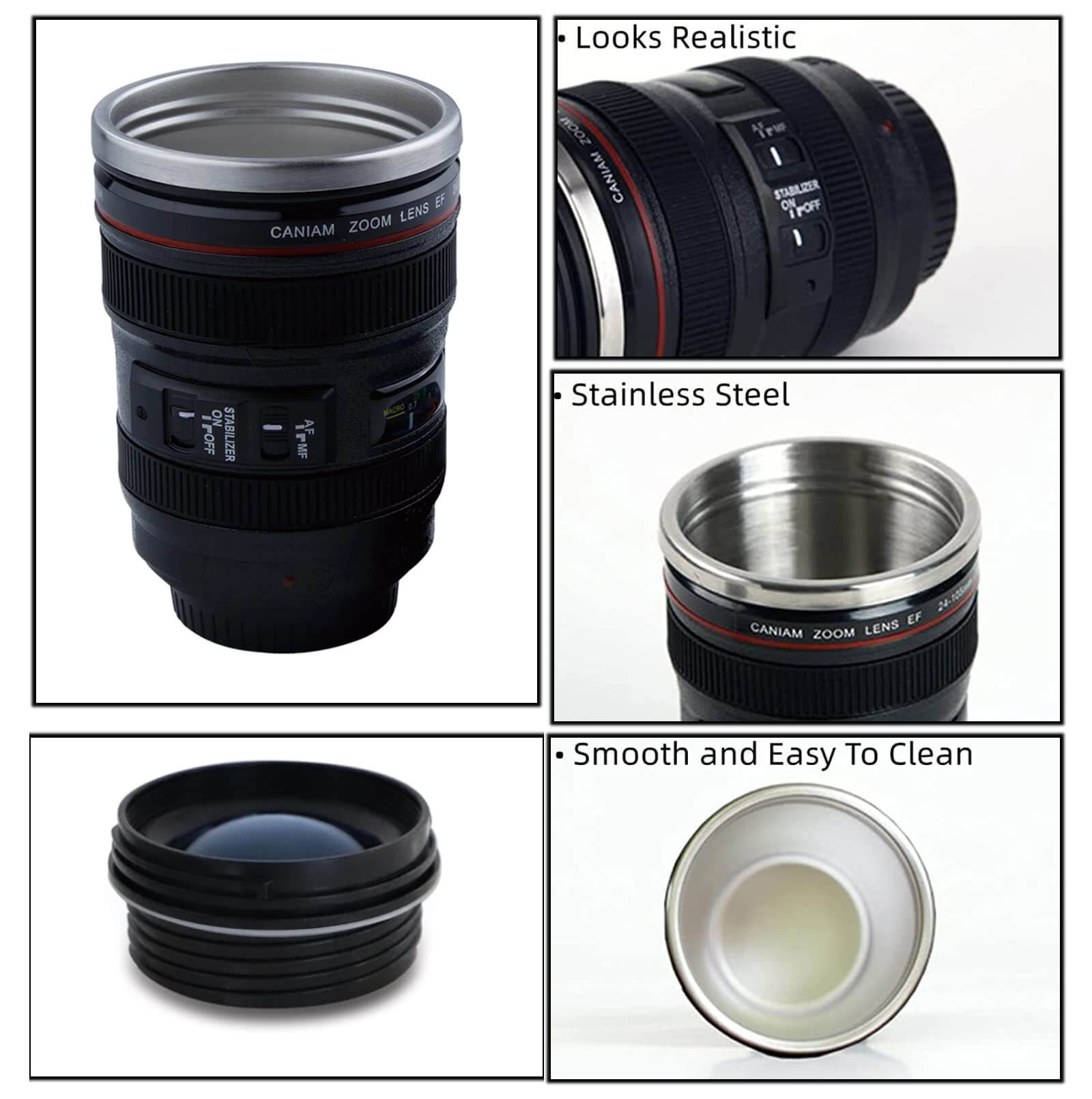 Self Stirring Camera Lens Mug