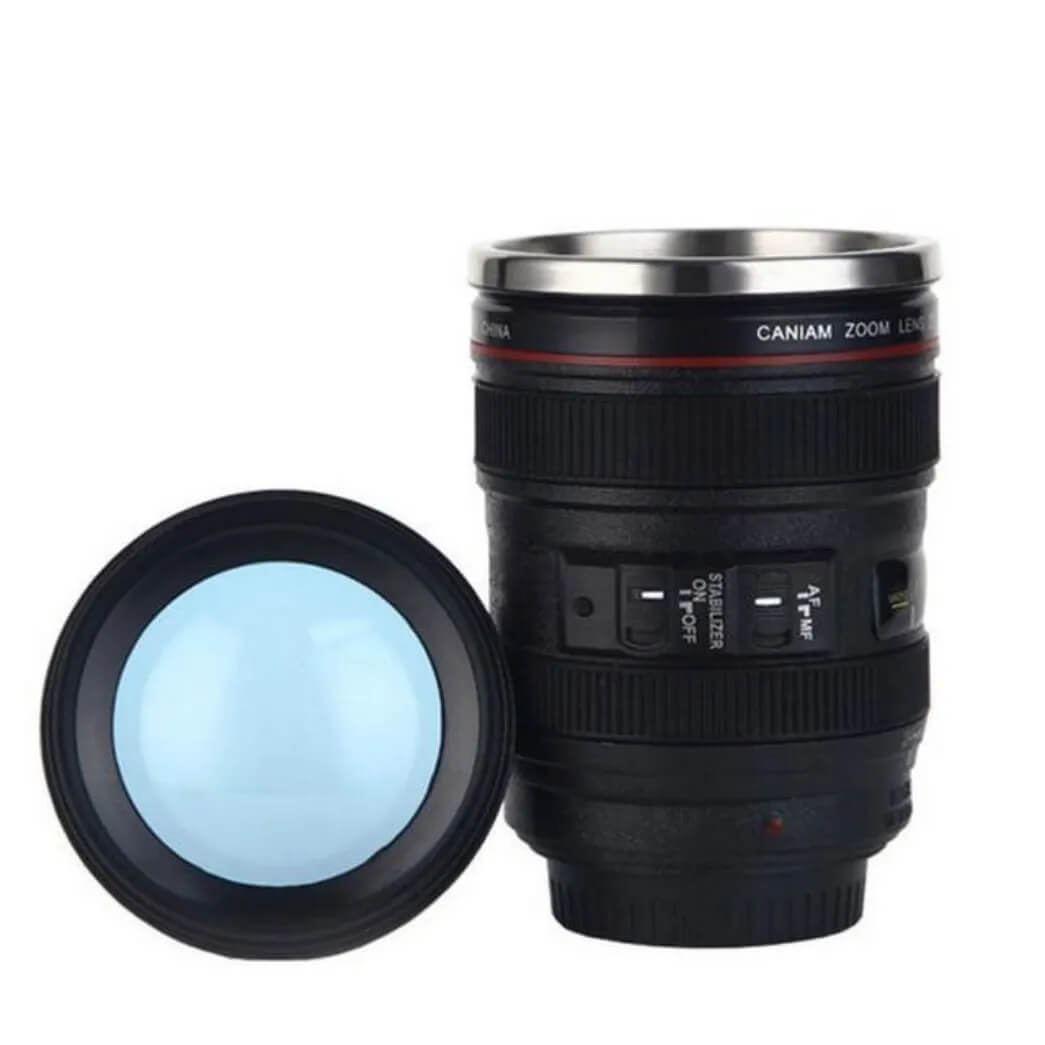 Self Stirring Camera Lens Mug