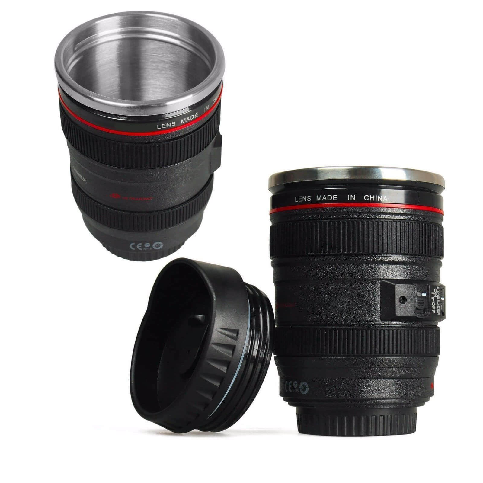 Self Stirring Camera Lens Mug