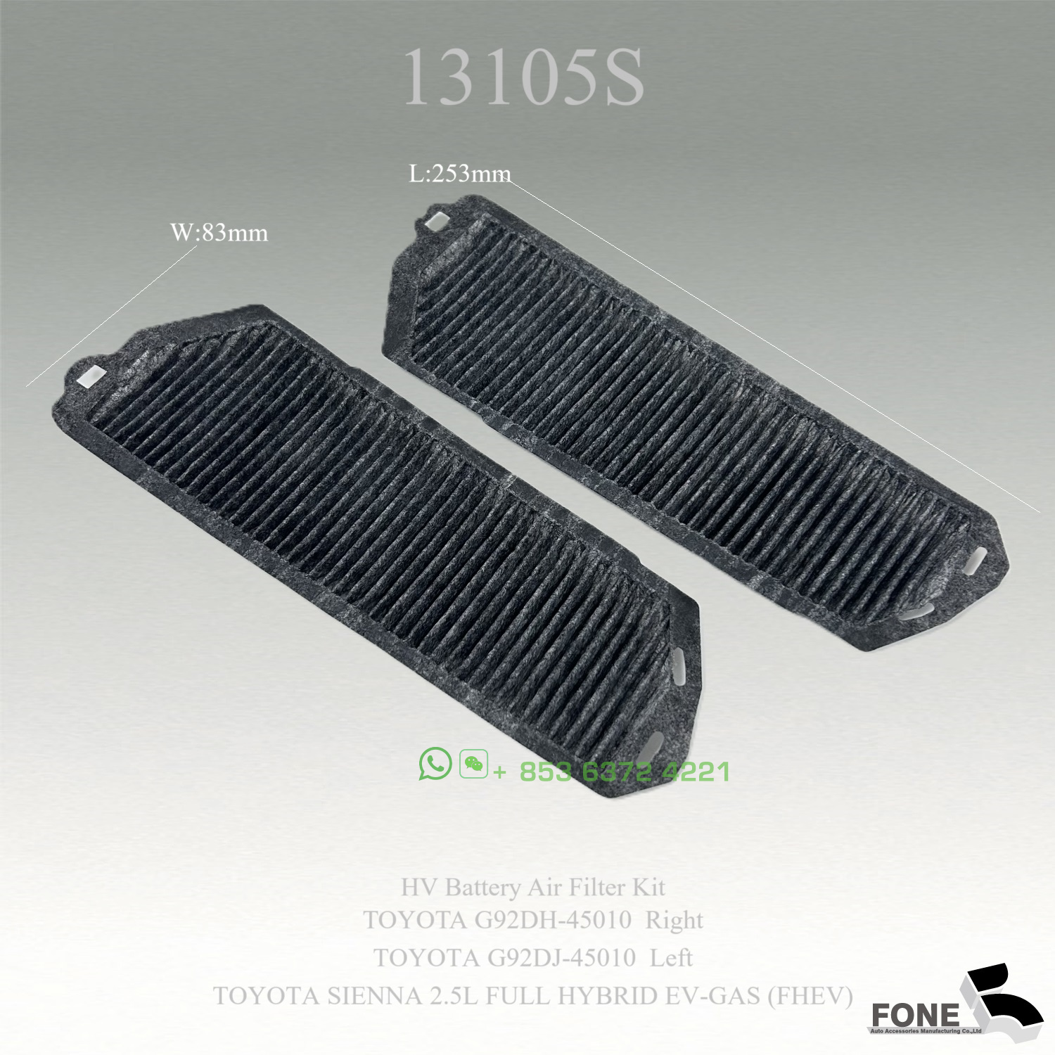 13105S HV Battery Air Filter Kit FOR TOYOTA